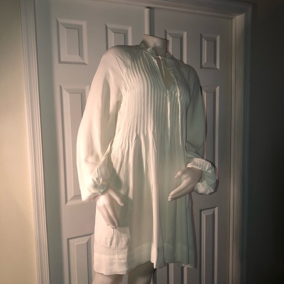 h&m white pleated dress